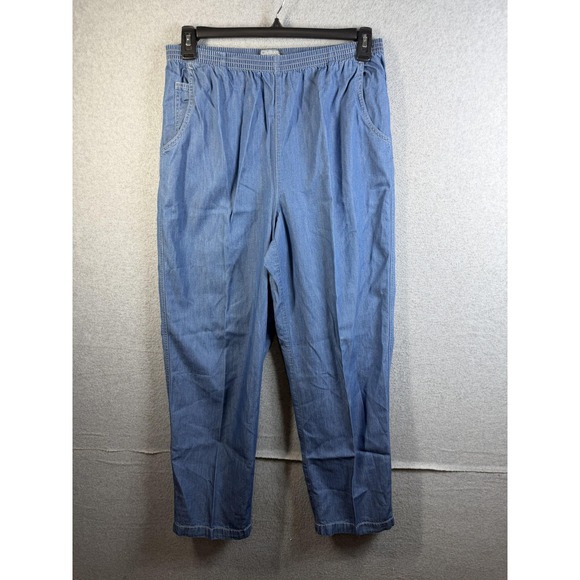 City Blues by Koret Pants - City Blues By Koret Pants Womens 14 Blue Chambray Elastic Waist Pull On Casual